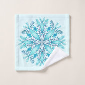 Floral Mandala - Türkis Blue Boho Snowflake Badhandtuch Set (Waschlappen)