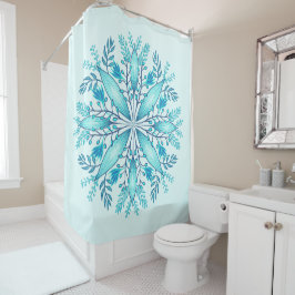 Floral Mandala - Türkis Blue Boho Snowflake Duschvorhang