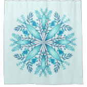 Floral Mandala - Türkis Blue Boho Snowflake Duschvorhang (Vorderseite)