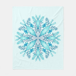 Floral Mandala - Türkis Blue Boho Snowflake Fleecedecke