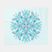 Floral Mandala - Türkis Blue Boho Snowflake Fleecedecke (Vorderseite (Horizontal))
