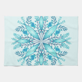 Floral Mandala - Türkis Blue Boho Snowflake Geschirrtuch