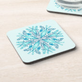 Floral Mandala - Türkis Blue Boho Snowflake Getränkeuntersetzer (Linke Seite)
