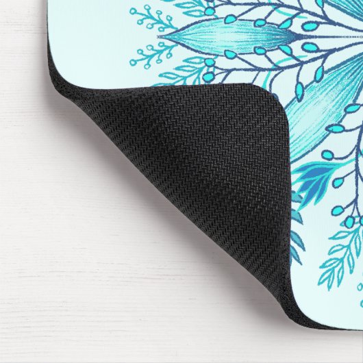 Floral Mandala - Türkis Blue Boho Snowflake Mousepad (Ecke)