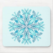 Floral Mandala - Türkis Blue Boho Snowflake Mousepad (Vorne)