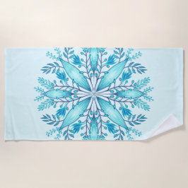 Floral Mandala - Türkis Blue Boho Snowflake Strandtuch