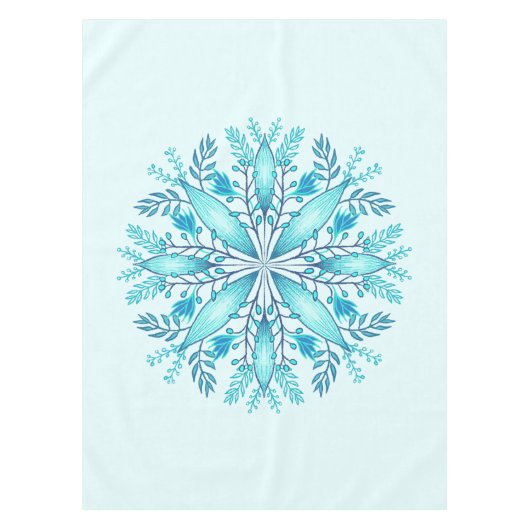 Floral Mandala - Türkis Blue Boho Snowflake Tischdecke (Vorderseite)