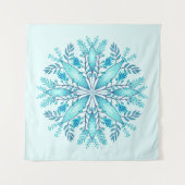 Floral Mandala - Türkis Blue Boho Snowflake Wandteppich (Vorderseite (Horizontal))