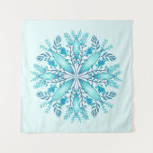 Floral Mandala - Türkis Blue Boho Snowflake Wandteppich (Vorderseite)
