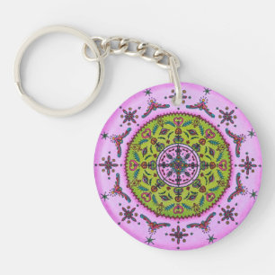 Floral Mandala und Ihr Name doppelseitiger Schlüs Schlüsselanhänger
