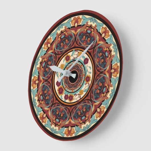 Floral Mandala Wall Clock Große Wanduhr (Winkel)