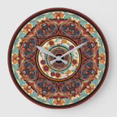Floral Mandala Wall Clock Große Wanduhr (Vorderseite)