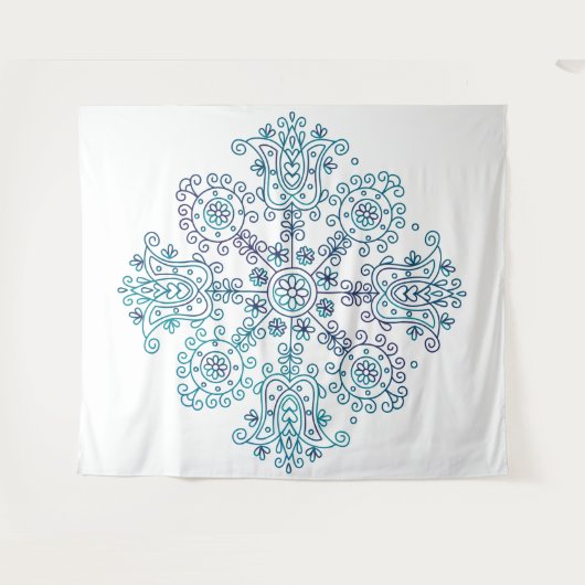 Floral Mandala Wandteppich (Vorderseite (Horizontal))