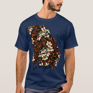 Floral Map USA Staaten Georgia Karte von Georgia T-Shirt