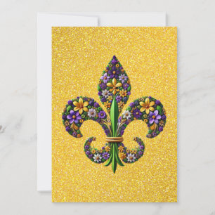 Floral Mardi Gras Lilie Feiertagskarte