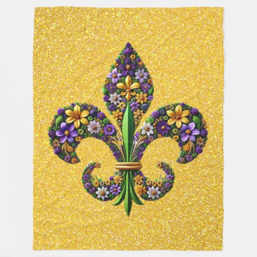 Floral Mardi Gras Lilie Fleecedecke (Vorderseite)