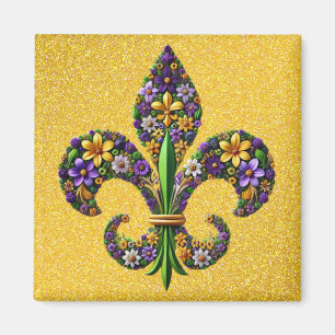 Floral Mardi Gras Lilie Magnet