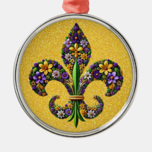 Floral Mardi Gras Lilie Ornament Aus Metall
