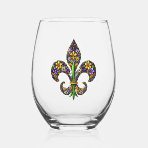 Floral Mardi Gras Lilie Weinglas Ohne Stiel