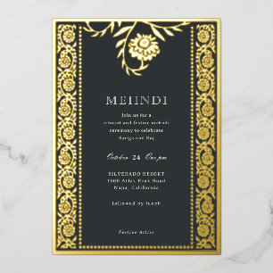 Floral Marigold Gold Mehndi Einladung