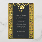 Floral Marigold Gold Mehndi Einladung (Vorderseite)