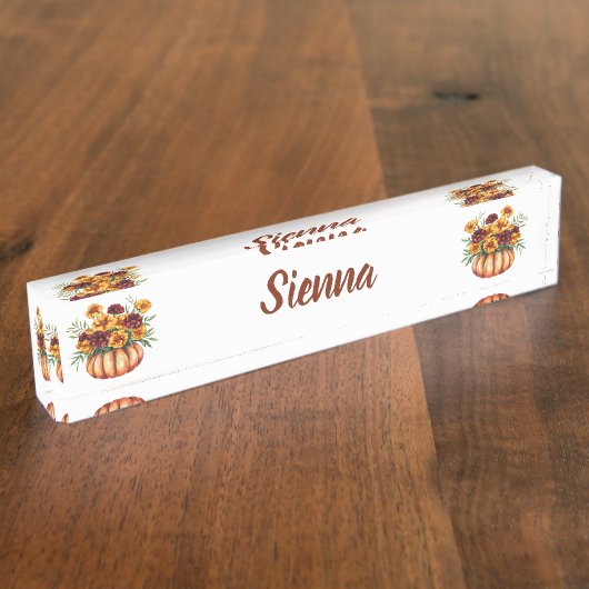 Floral Marigold Namensplakette (Seite)