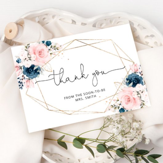 Floral Marine rot geometrische Bridal vielen Dank Karte