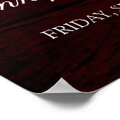 Floral Maroon Holz Rustikale Hochzeit Empfang Poster (Ecke)