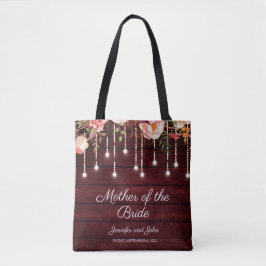 Floral Maroon Holz Rustikale Mutter der Braut Tasche