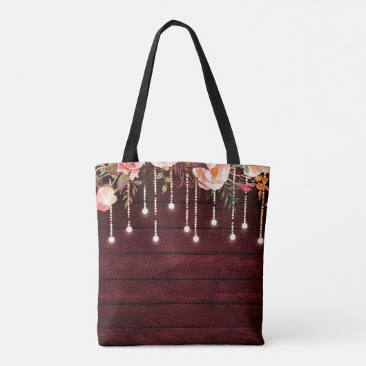 Floral Maroon Holz Rustikale Mutter der Braut Tasche (Rückseite)