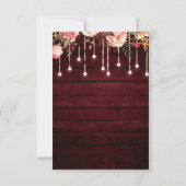 Floral Maroon Wooden Rustic Wedding RSVP Karte (Rückseite)