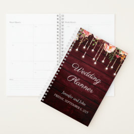 Floral Maroon Wooden Rustikale Hochzeit Planer