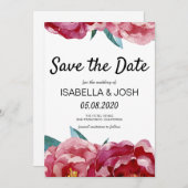 Floral Marsala Burgundy Peony Save the Date (Vorne/Hinten)