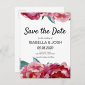 Floral Marsala Burgundy Peony Save the Date Ankündigungspostkarte (Vorne/Hinten)