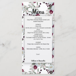 Floral Marsala Wedding Brautparty Menu Menükarte