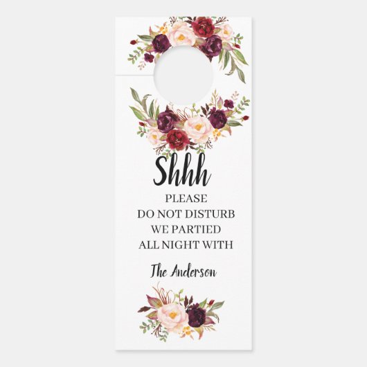 Floral Marsala Wedding Welcome Door Hanger Türanhänger (Vorderseite)