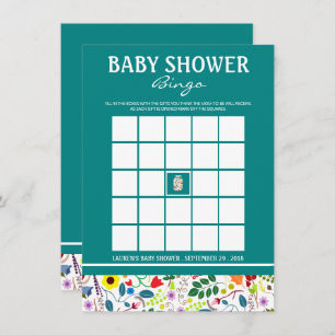 Floral Mason Jar Baby Shower Bingo Einladung