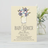 Floral Mason Jar Baby Shower Einladung (Stehend Vorderseite)