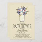 Floral Mason Jar Baby Shower Einladung (Vorne/Hinten)