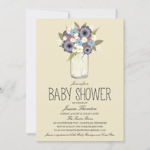 Floral Mason Jar Baby Shower Einladung