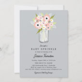 Floral Mason Jar Baby Shower Einladung (Vorderseite)