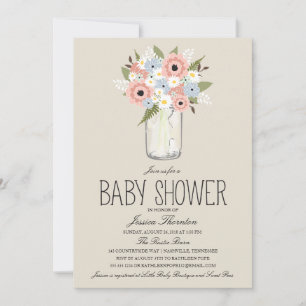 Floral Mason Jar Baby Shower Einladung