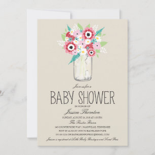 Floral Mason Jar Baby Shower Einladung