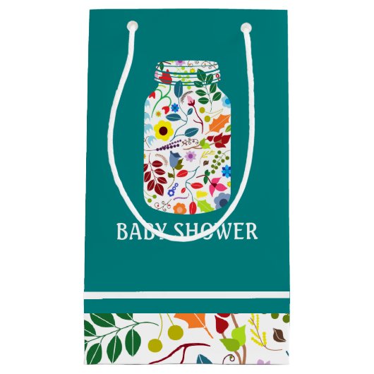 Floral Mason Jar Baby Shower Kleine Geschenktüte (Vorderseite)