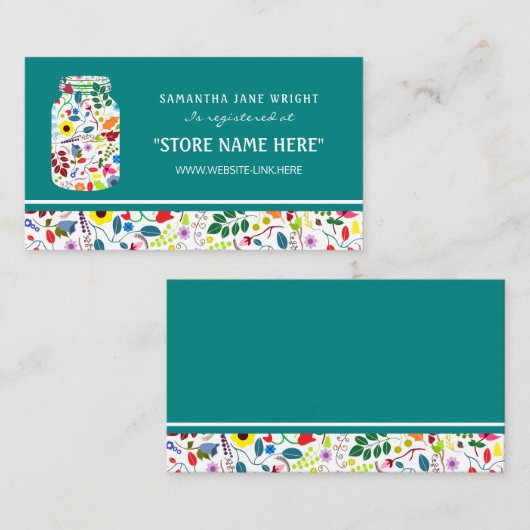 Floral Mason Jar Baby Shower Registrierung Begleitkarte (Vorne/Hinten)