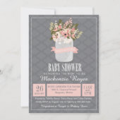 Floral Mason Jar Babydusche Einladung (Vorderseite)