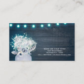 Floral Mason Jar & Blue Lights Rustikale Hochzeit Visitenkarte (Rückseite)
