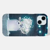 Floral Mason Jar & Blue String Lights Rustikal Case-Mate iPhone Hülle (Rückseite (Horizontal))