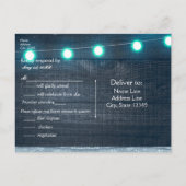 Floral Mason Jar & Blue String Lights Rustikale UA Einladungspostkarte (Rückseite)