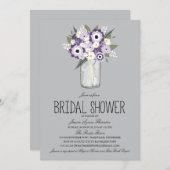 Floral Mason Jar Brautparty Einladung (Vorne/Hinten)